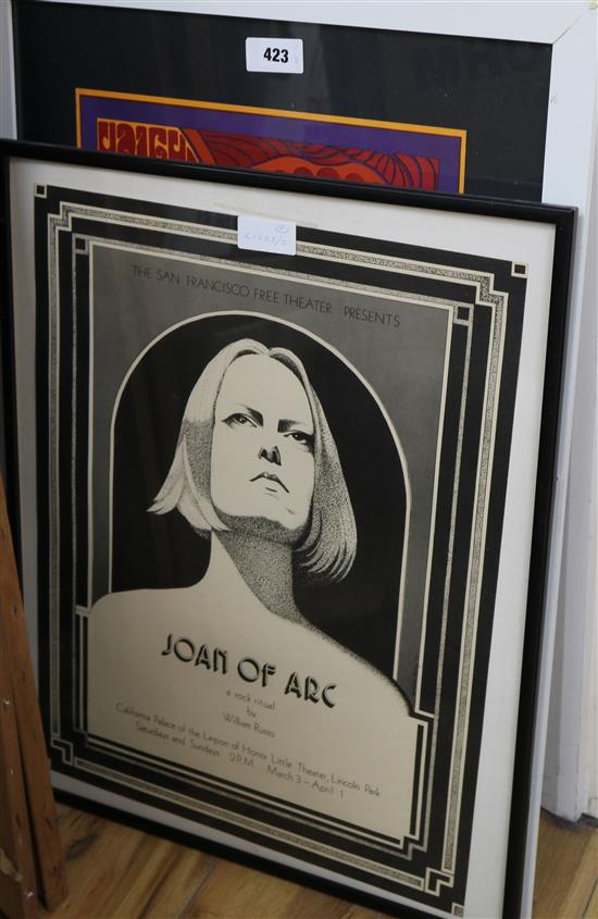 A San Francisco Theatre Joan of Arc Rock Ritual poster and four other posters